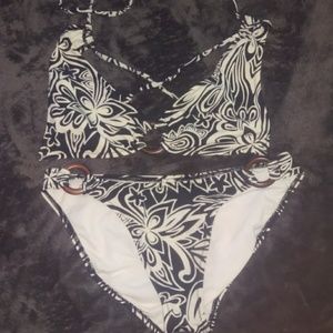 Aeropostale black and cream bikini